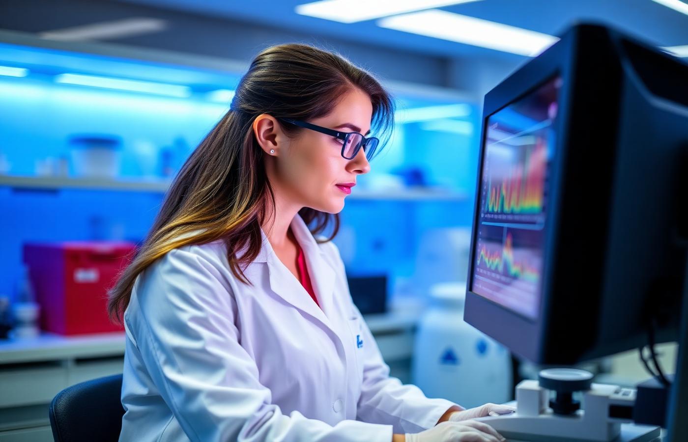 Cientista analisando cromatograma